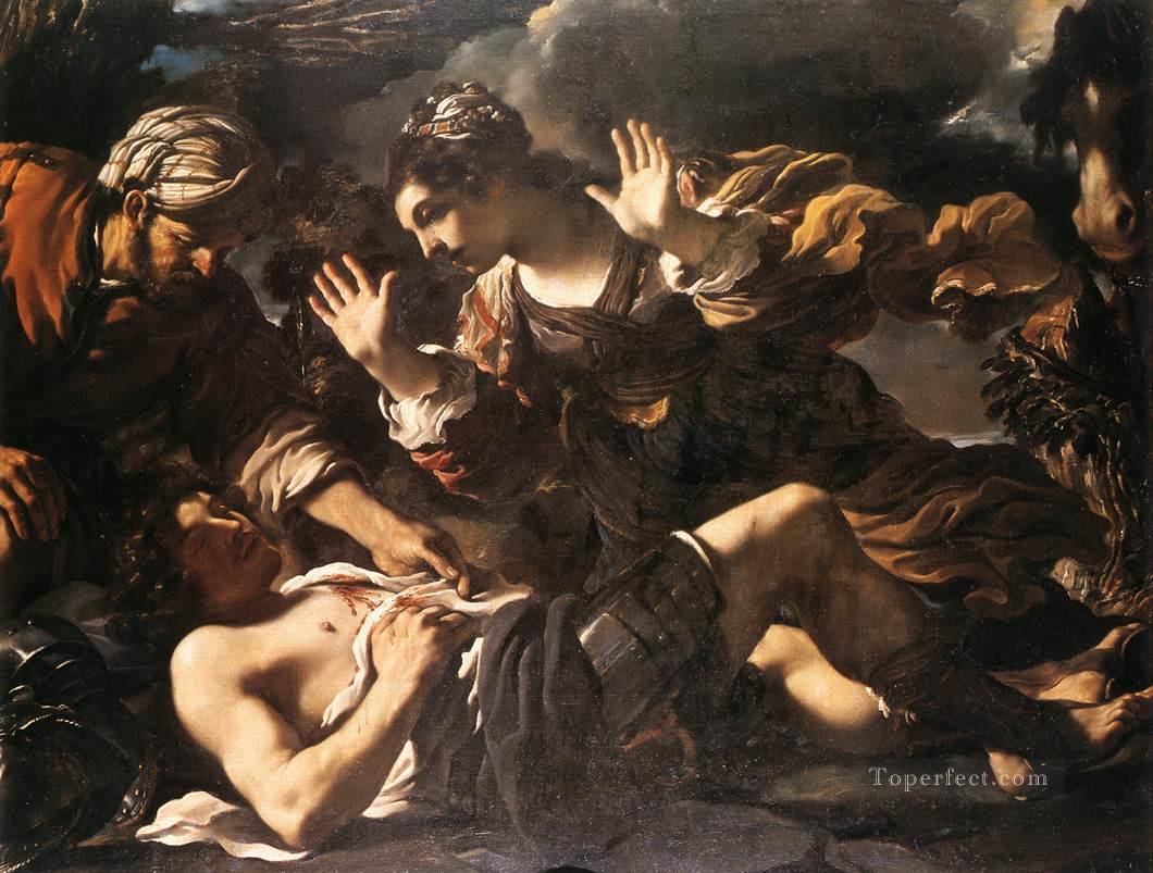 Ermina Finds the Wounded Tancred Baroque Guercino Oil Paintings